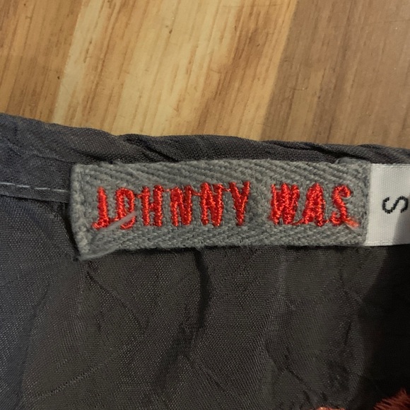 Johnny Was Charcoal Top with Red and tan Floral Embroidery - Picture 3 of 5